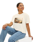 Coastal Sunrise Boat Scene Boxy Tee