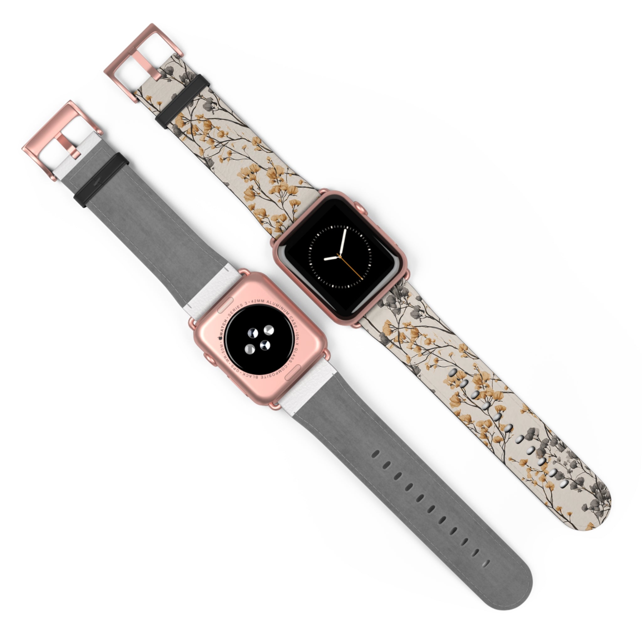 Floral Botanical Watch Band — Beige & Grey Dried Flower Apple Watch Strap