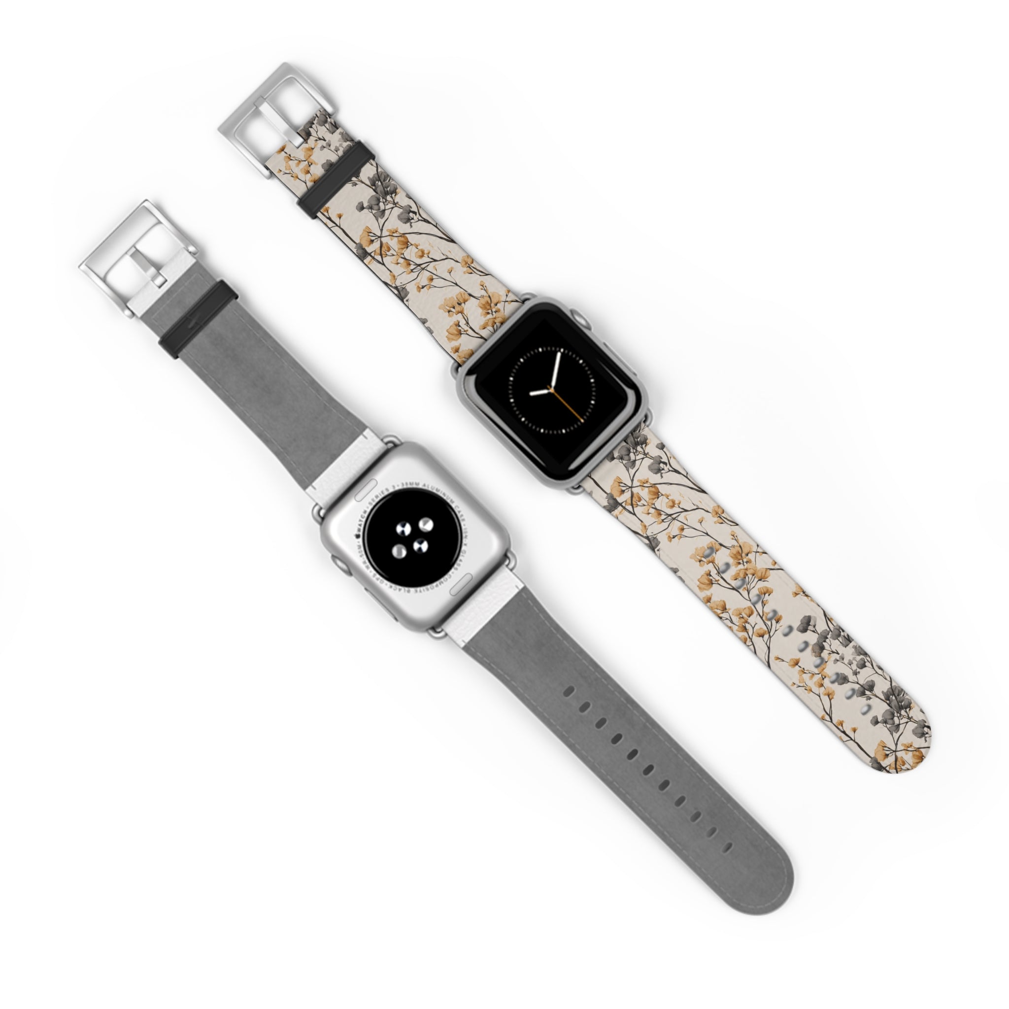 Floral Botanical Watch Band — Beige & Grey Dried Flower Apple Watch Strap