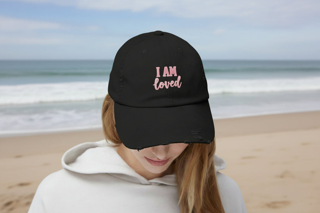 I AM LOVED Distressed Cap — Women's Inspirational Dad Hat