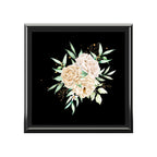 Floral Elegance Jewelry Box — Cream Peony Design on Black