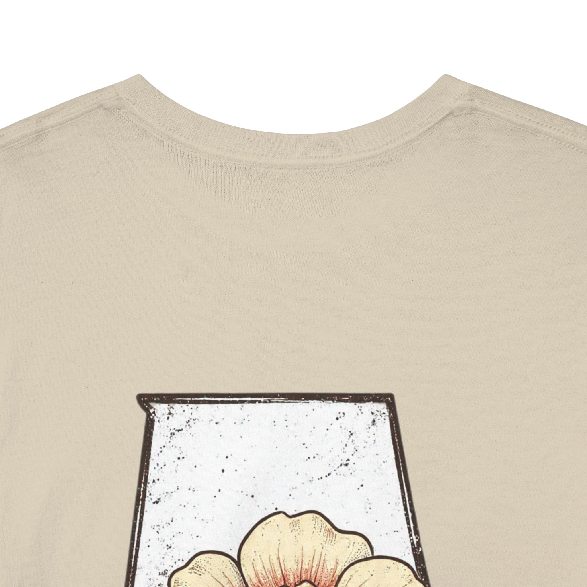 Alabama State Tee with Camellia Floral Design — Alabama Outline & State Flower Shirt