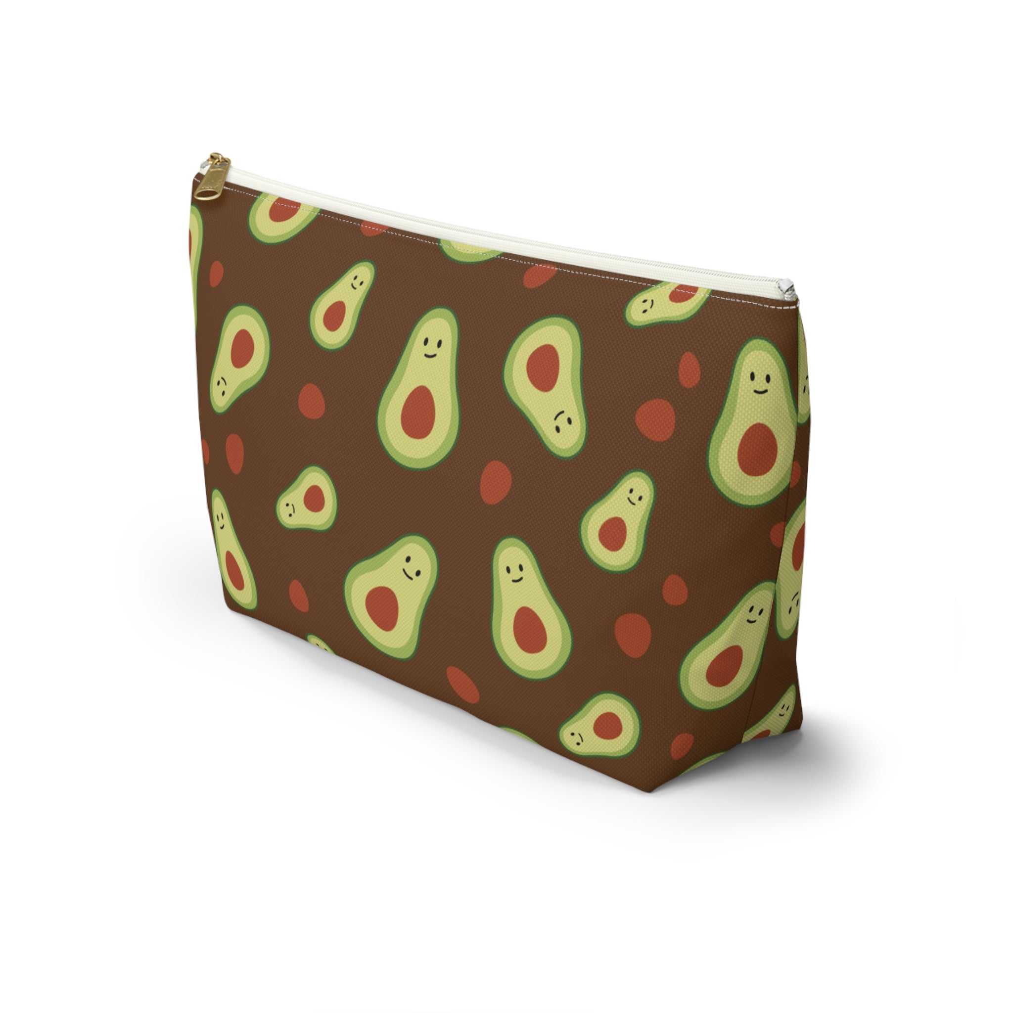 Cute Avocado Accessory Pouch, Zippered Makeup Bag, Pencil Case, Fun Gift for Food Lovers, Cute Avocado Pattern, Eco-Friendly Storage