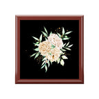 Floral Elegance Jewelry Box — Cream Peony Design on Black