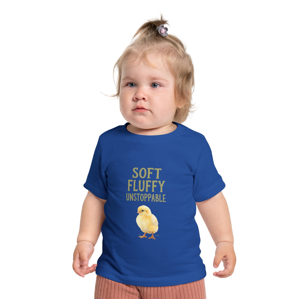 Unstoppable Chick Baby Short Sleeve T-Shirt — Cute Soft Fluffy Toddler Tee