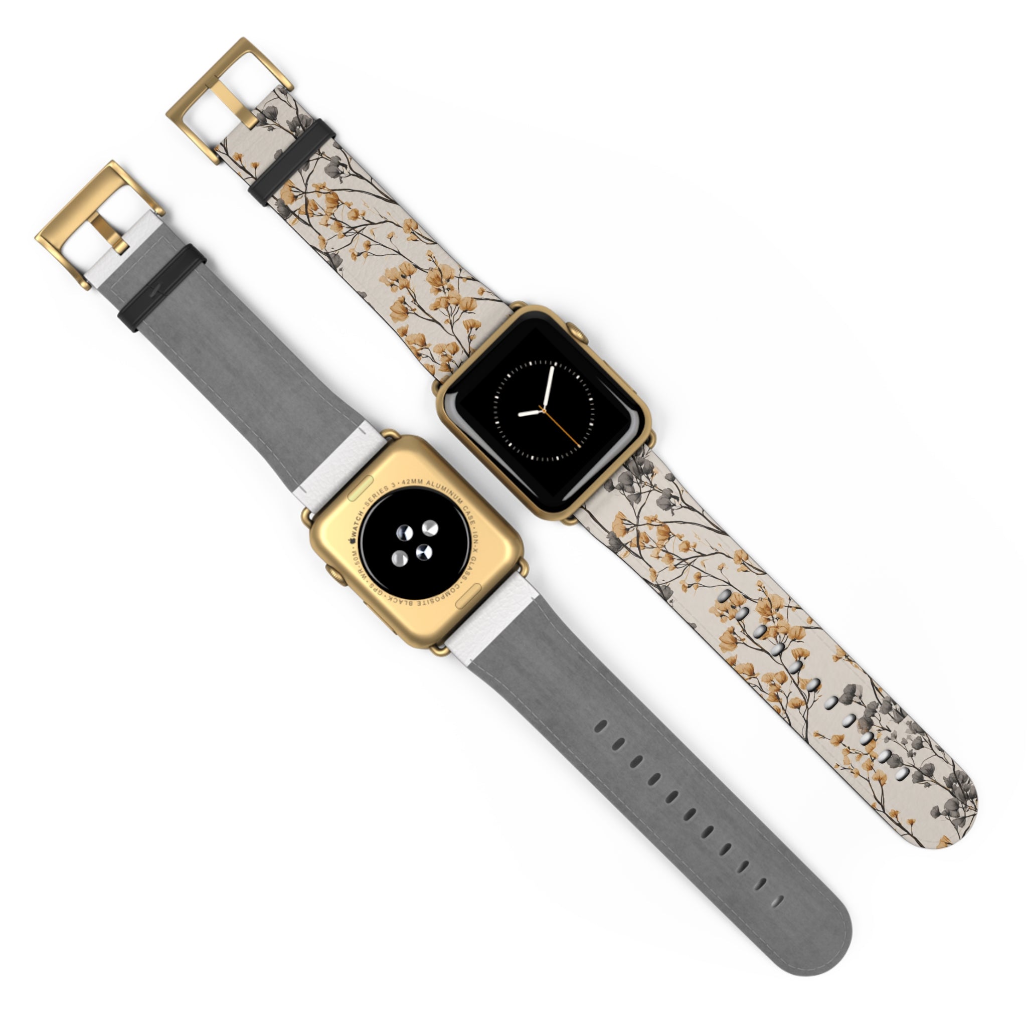 Floral Botanical Watch Band — Beige & Grey Dried Flower Apple Watch Strap