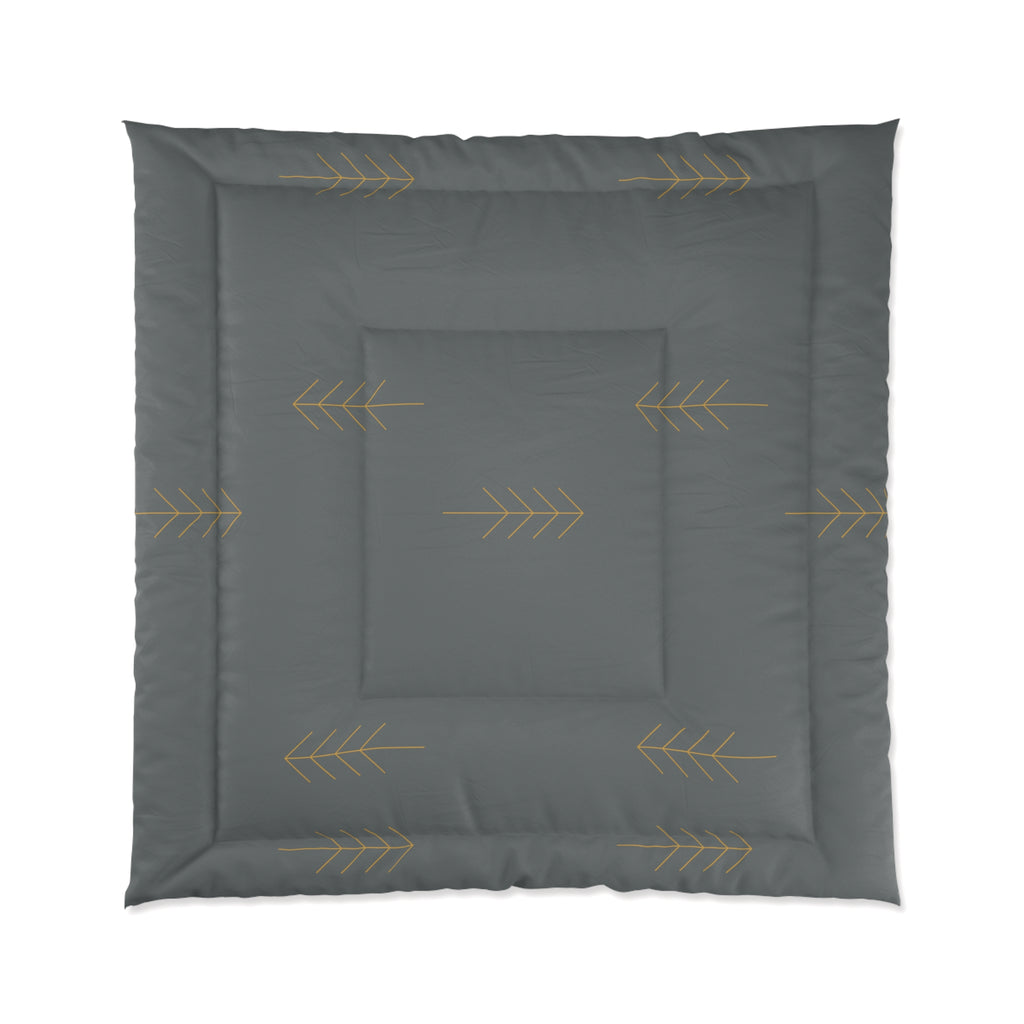 Charcoal Arrow Comforter — Minimalist Boho Bedding for Modern Bedrooms