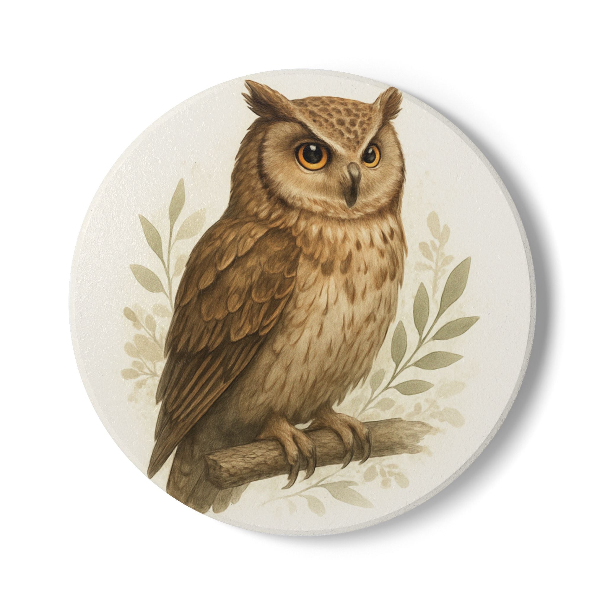Owl-Themed Ceramic Coaster Set, Nature Decor, Gift for Animal Lovers, Home Barware, Rustic Kitchen Accessory