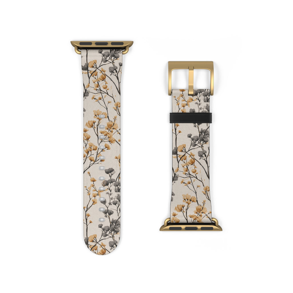 Floral Botanical Watch Band — Beige & Grey Dried Flower Apple Watch Strap