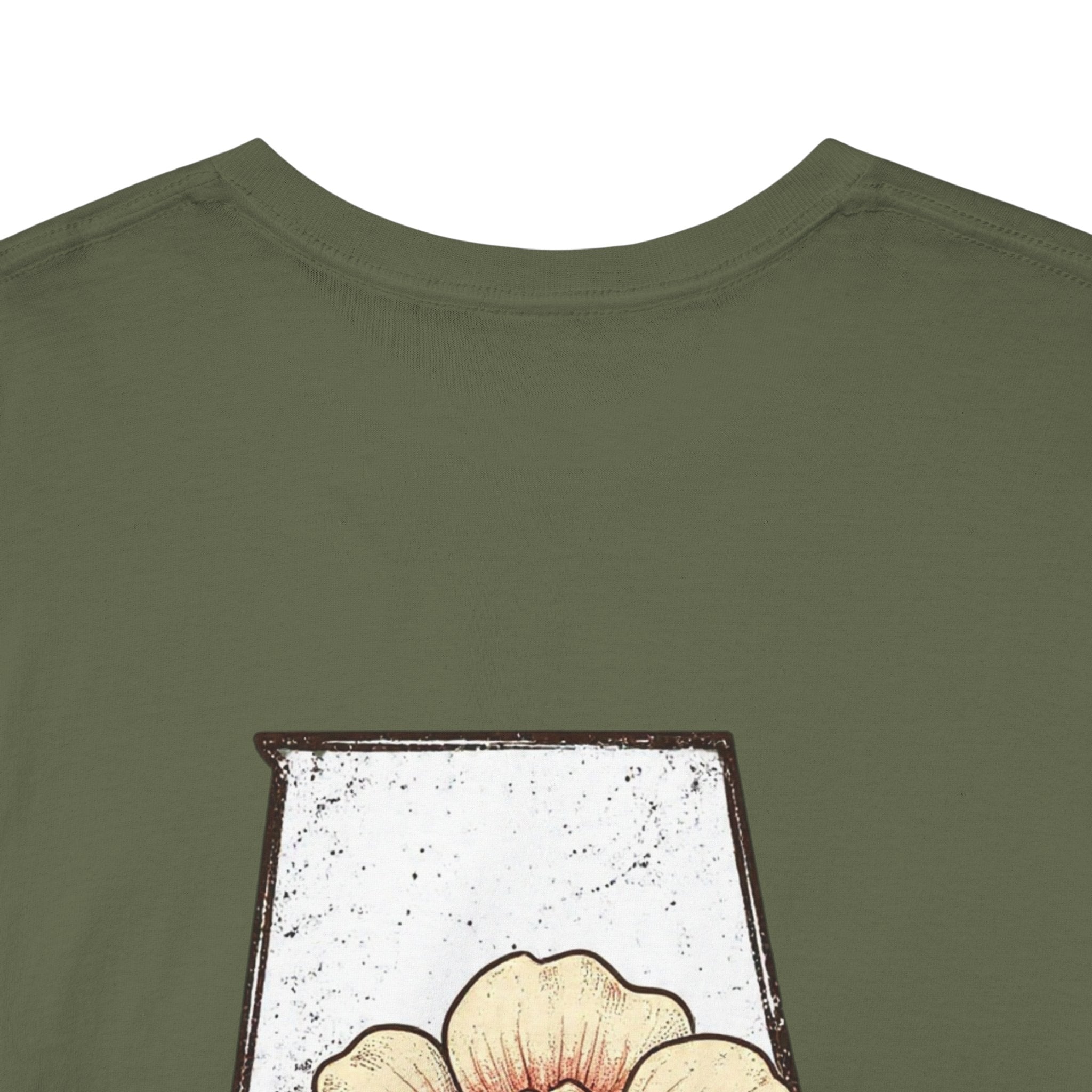 Alabama State Tee with Camellia Floral Design — Alabama Outline & State Flower Shirt