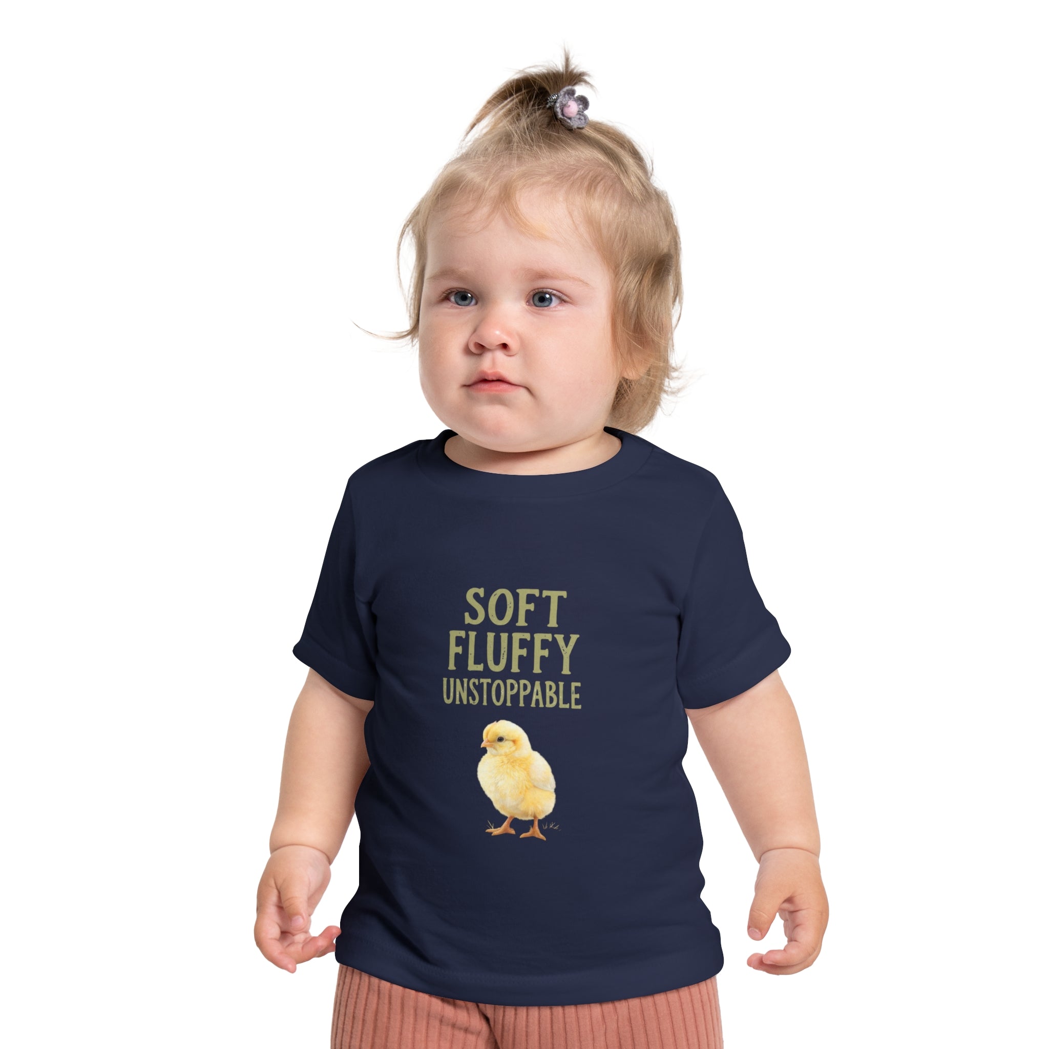 Unstoppable Chick Baby Short Sleeve T-Shirt — Cute Soft Fluffy Toddler Tee