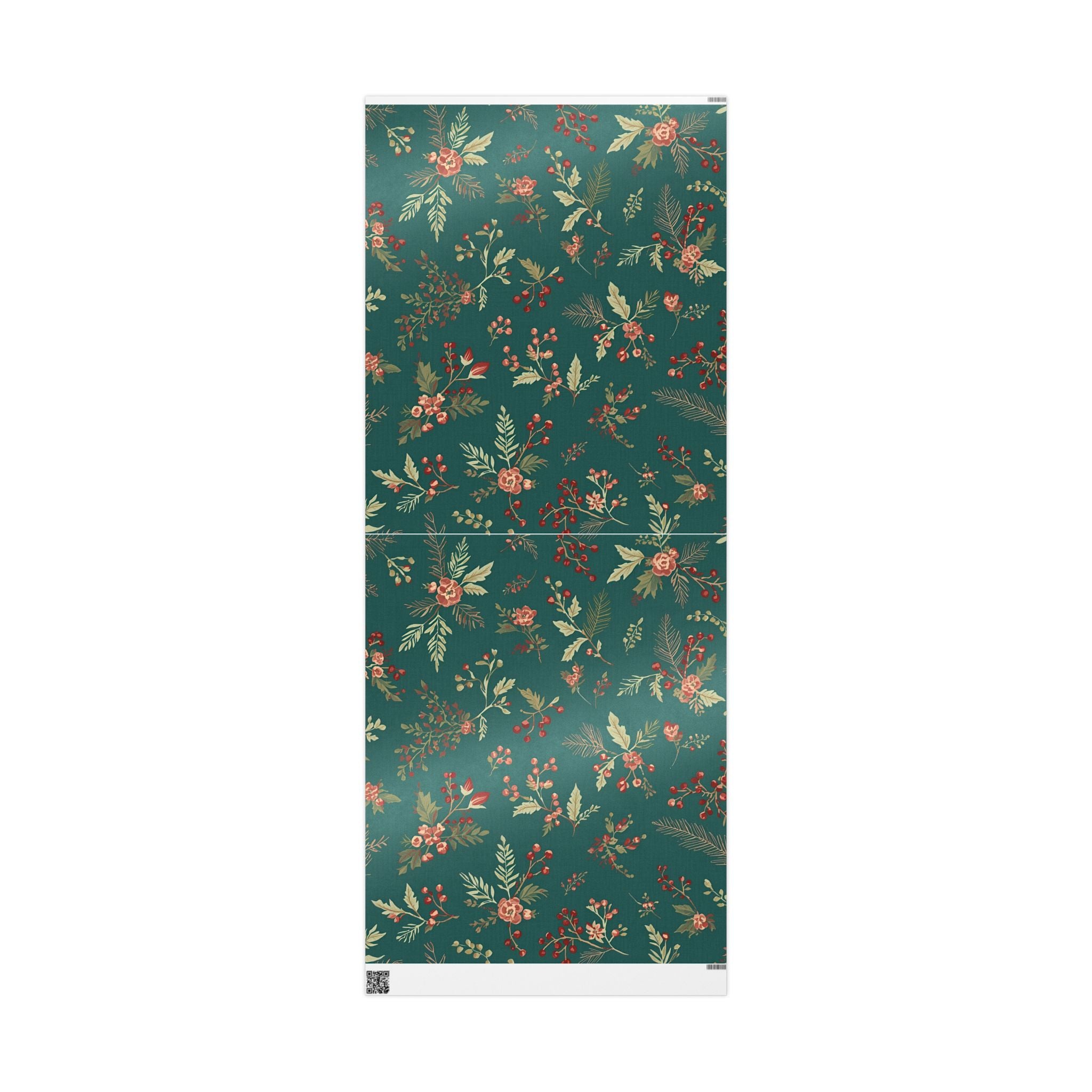 Green Floral Christmas Wrapping Paper