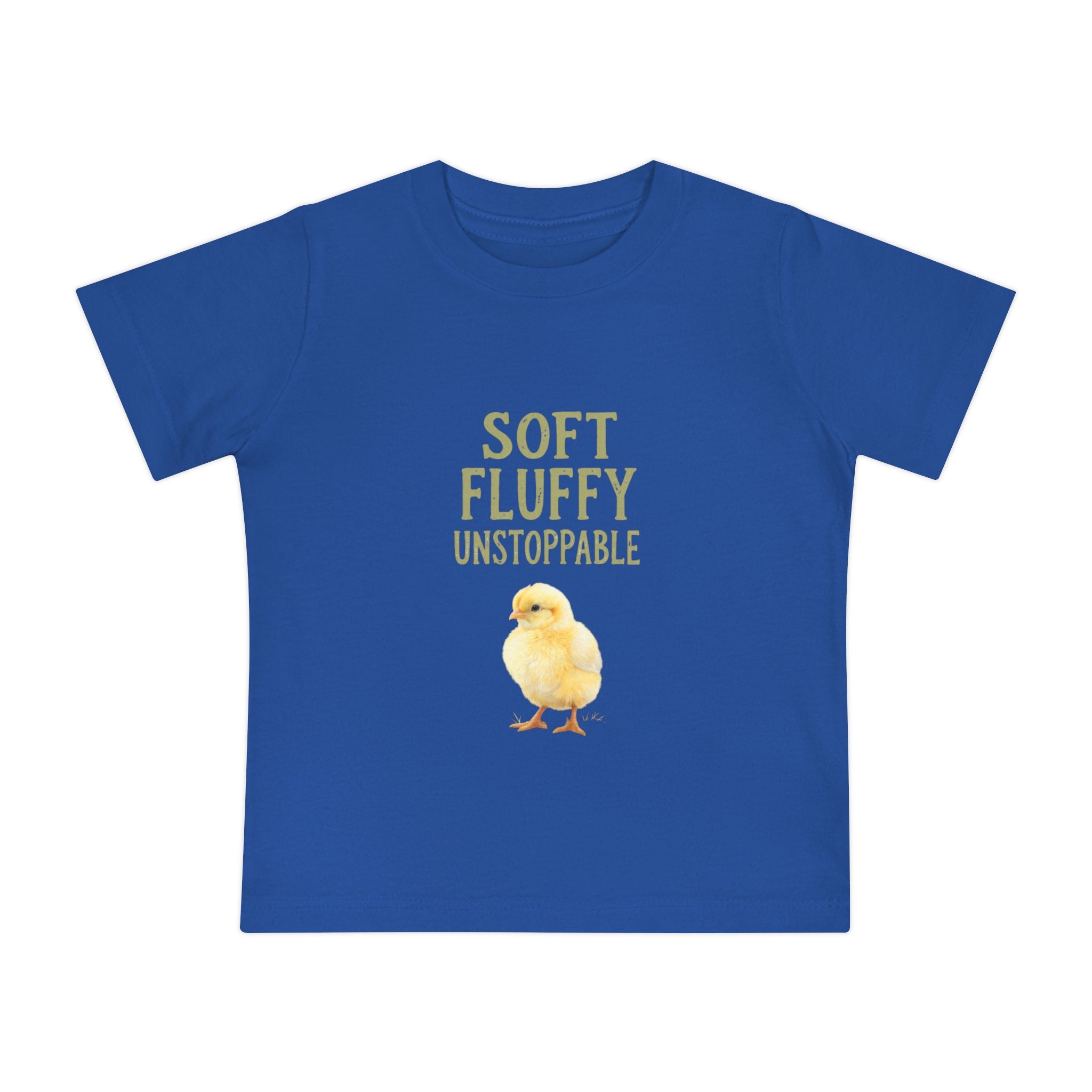 Unstoppable Chick Baby Short Sleeve T-Shirt — Cute Soft Fluffy Toddler Tee