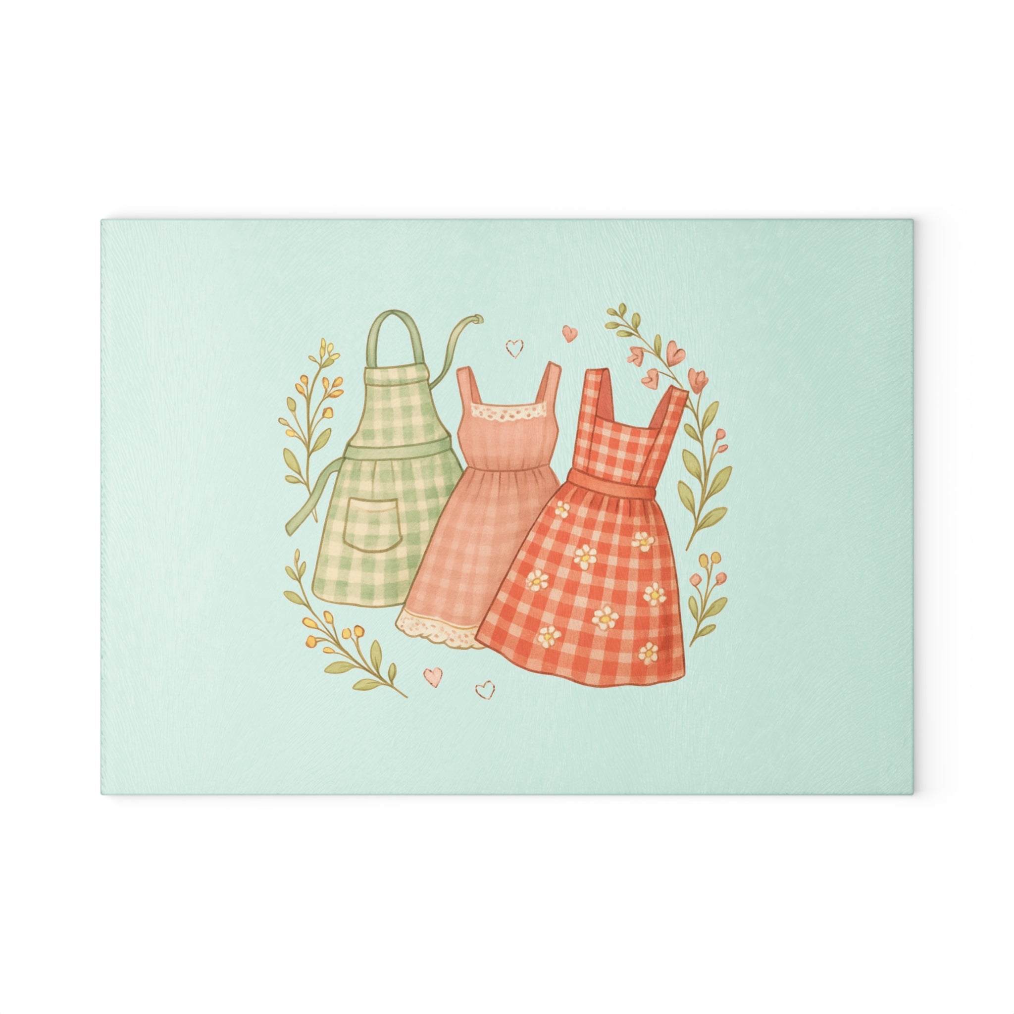 Vintage Apron Glass Cutting Board