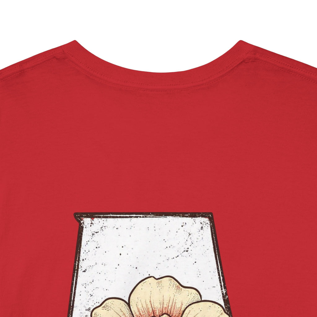 Alabama State Tee with Camellia Floral Design — Alabama Outline & State Flower Shirt