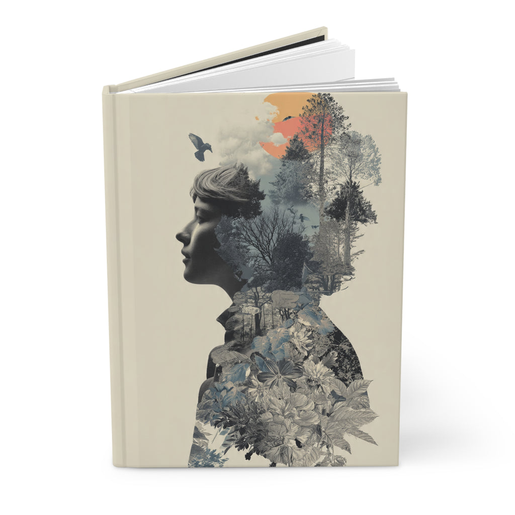 Nature Silhouette Hardcover Journal — Botanical Double-Exposure Notebook