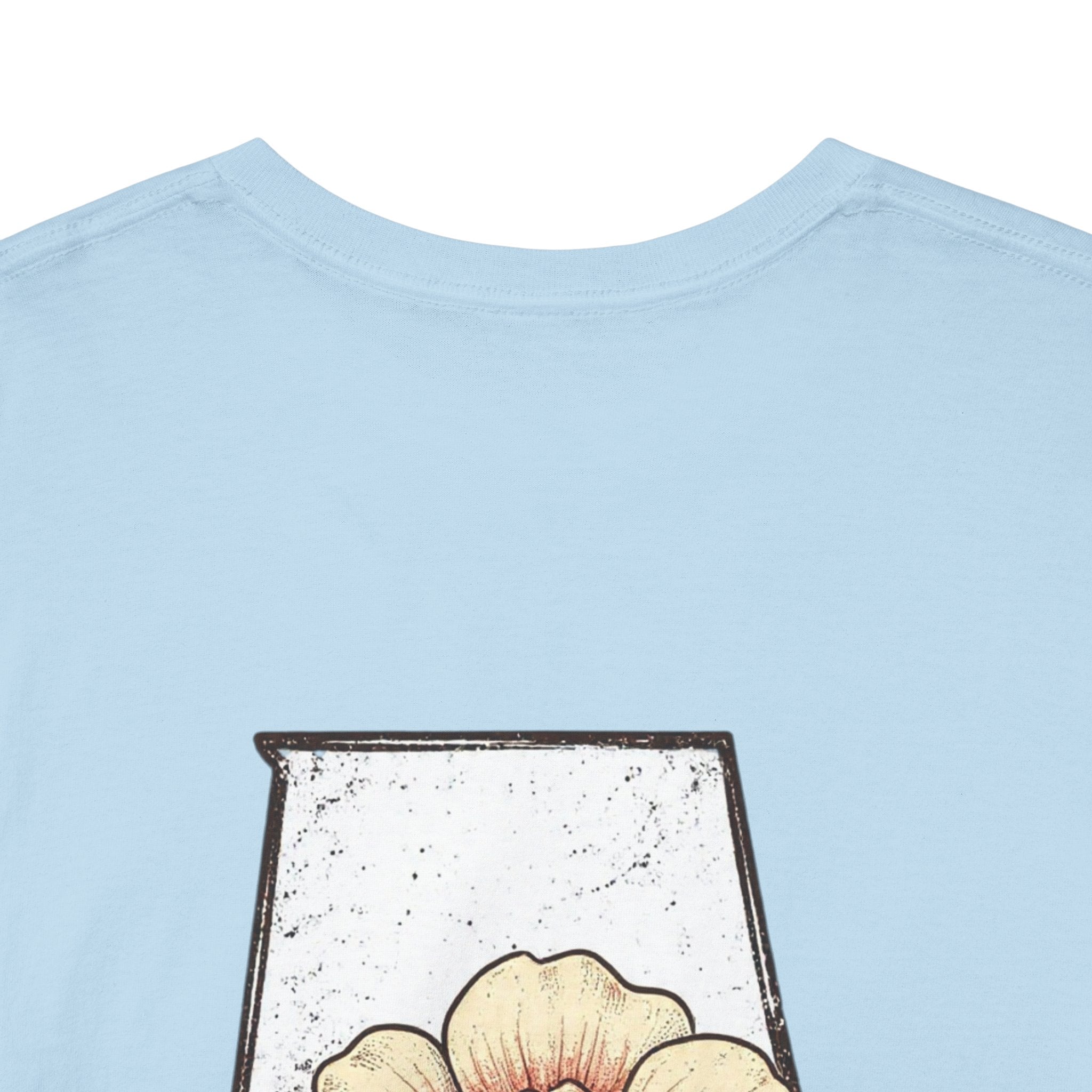 Alabama State Tee with Camellia Floral Design — Alabama Outline & State Flower Shirt