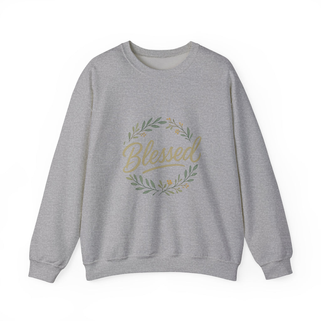Blessed Crewneck Sweatshirt — Floral Wreath Faith Pullover