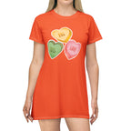 Conversation Hearts Candy T-Shirt Dress — Sweet Valentine's AOP