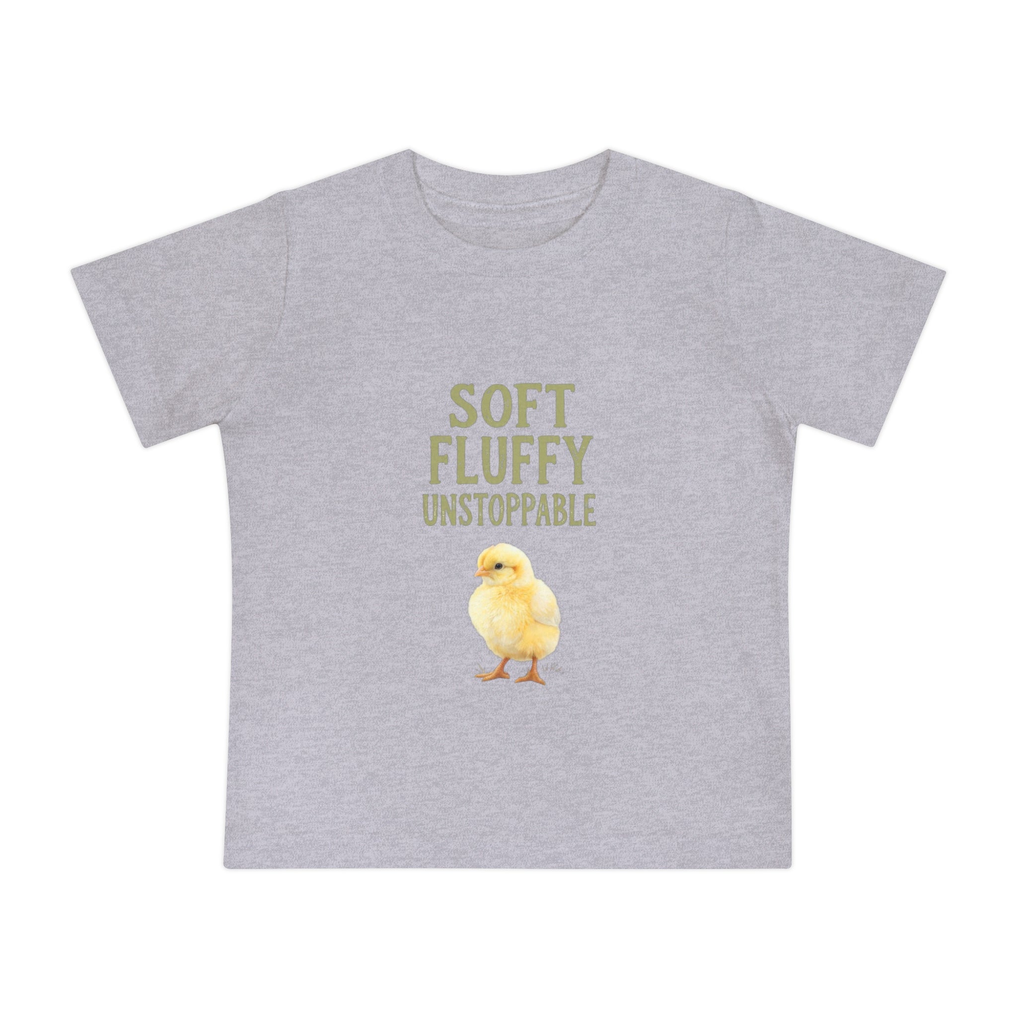 Unstoppable Chick Baby Short Sleeve T-Shirt — Cute Soft Fluffy Toddler Tee
