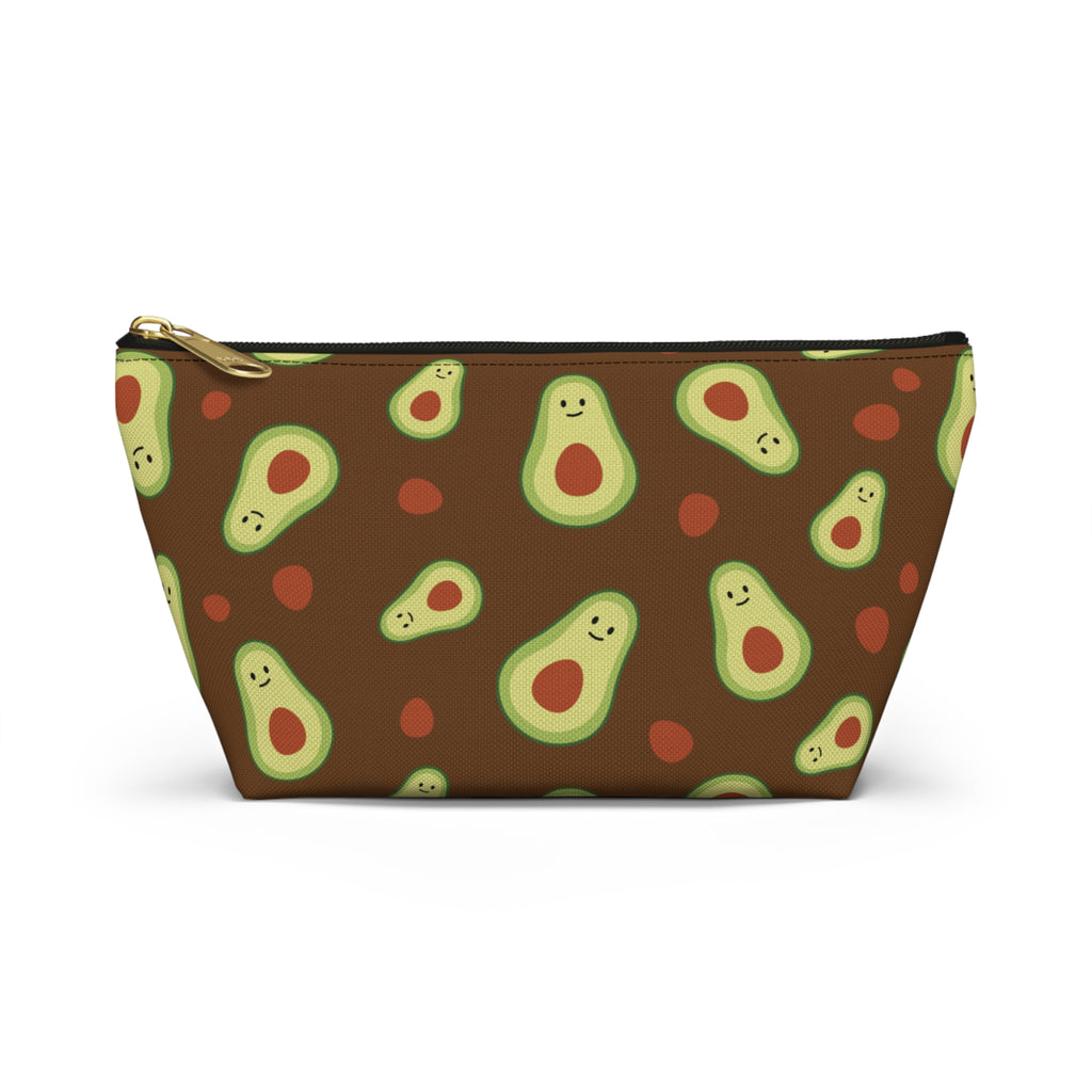 Cute Avocado Accessory Pouch, Zippered Makeup Bag, Pencil Case, Fun Gift for Food Lovers, Cute Avocado Pattern, Eco-Friendly Storage