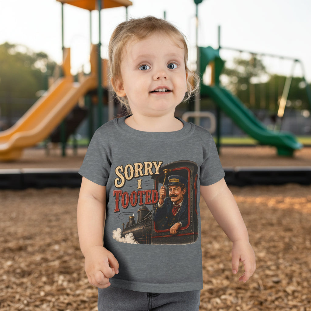 Toddler T-Shirt — "Sorry I Tooted" Vintage Train Conductor Graphic Tee
