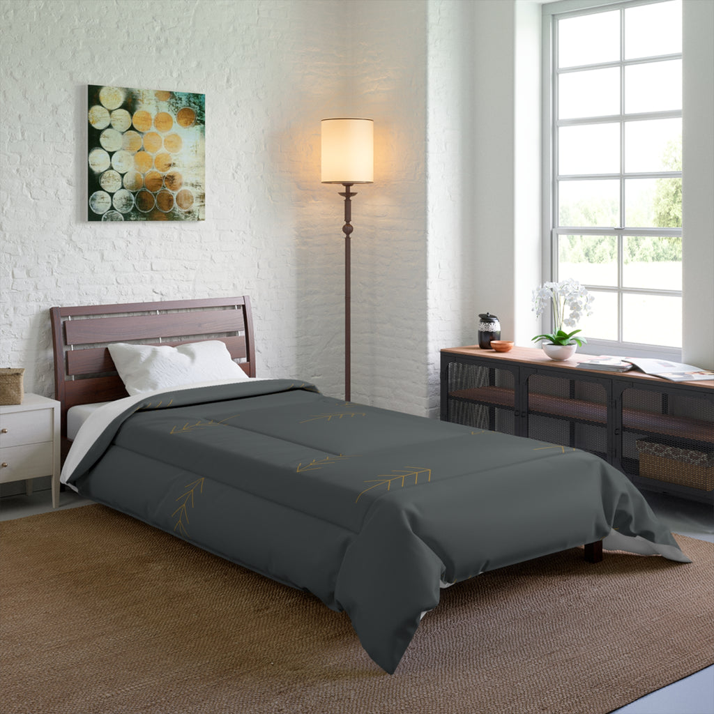 Charcoal Arrow Comforter — Minimalist Boho Bedding for Modern Bedrooms
