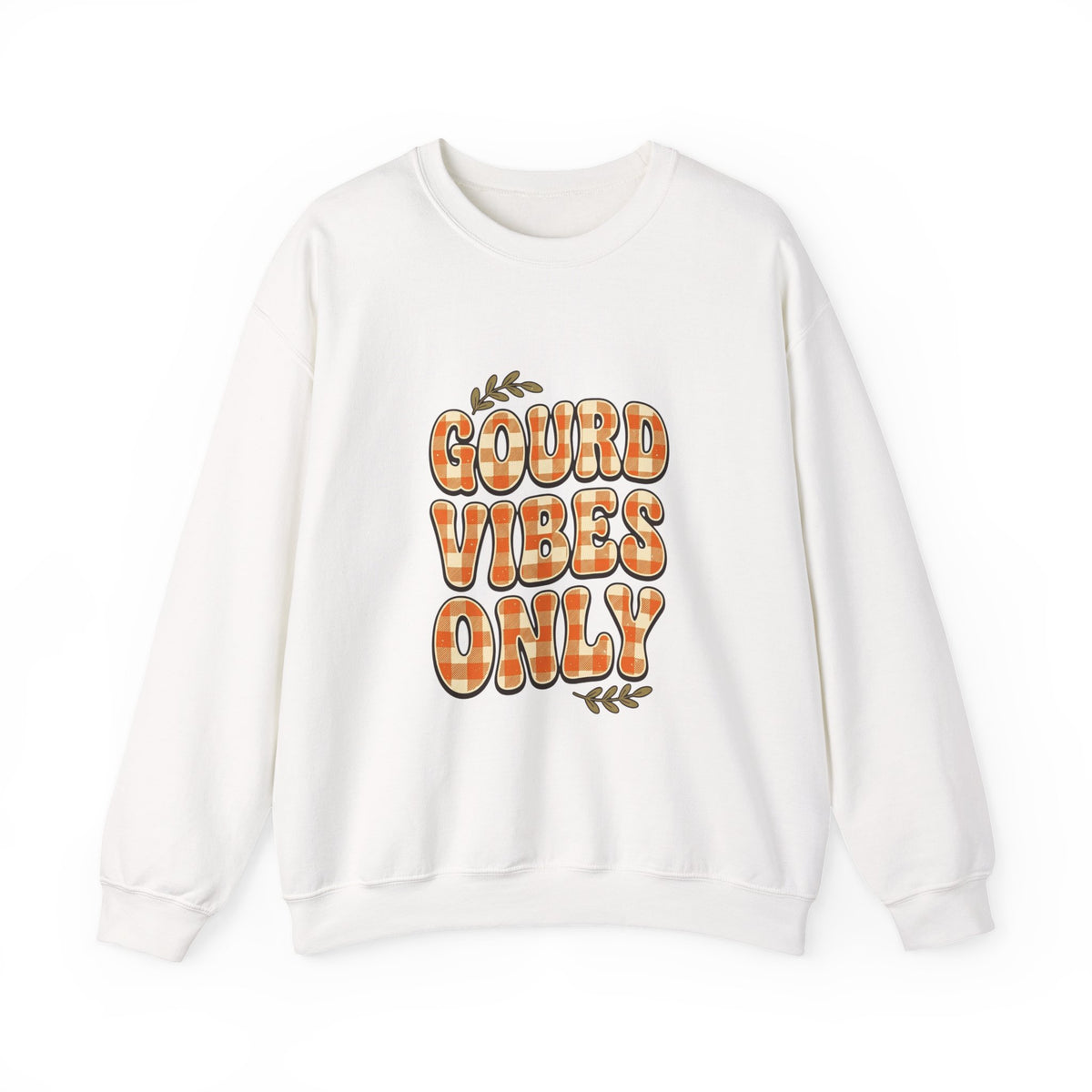 Gourd Vibes Only Sweatshirt | Pumpkin Season, Fall Plaid Lettering