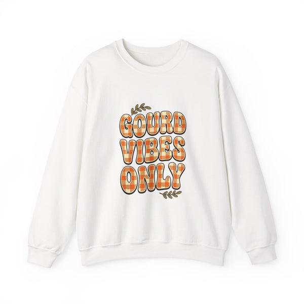 Gourd Vibes Only Sweatshirt | Pumpkin Season, Fall Plaid Lettering