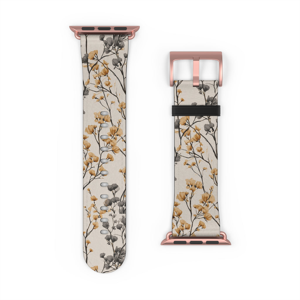 Floral Botanical Watch Band — Beige & Grey Dried Flower Apple Watch Strap