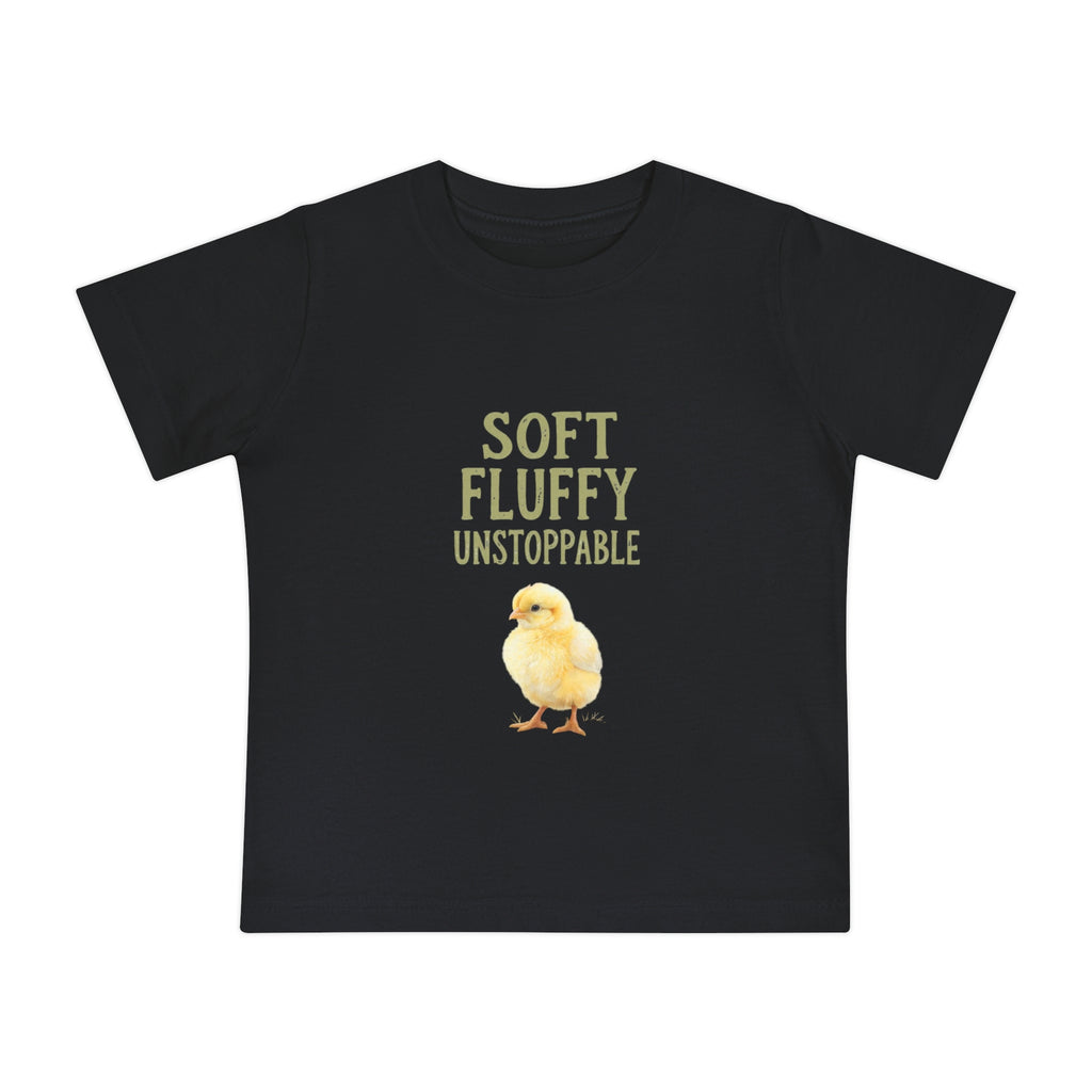 Unstoppable Chick Baby Short Sleeve T-Shirt — Cute Soft Fluffy Toddler Tee
