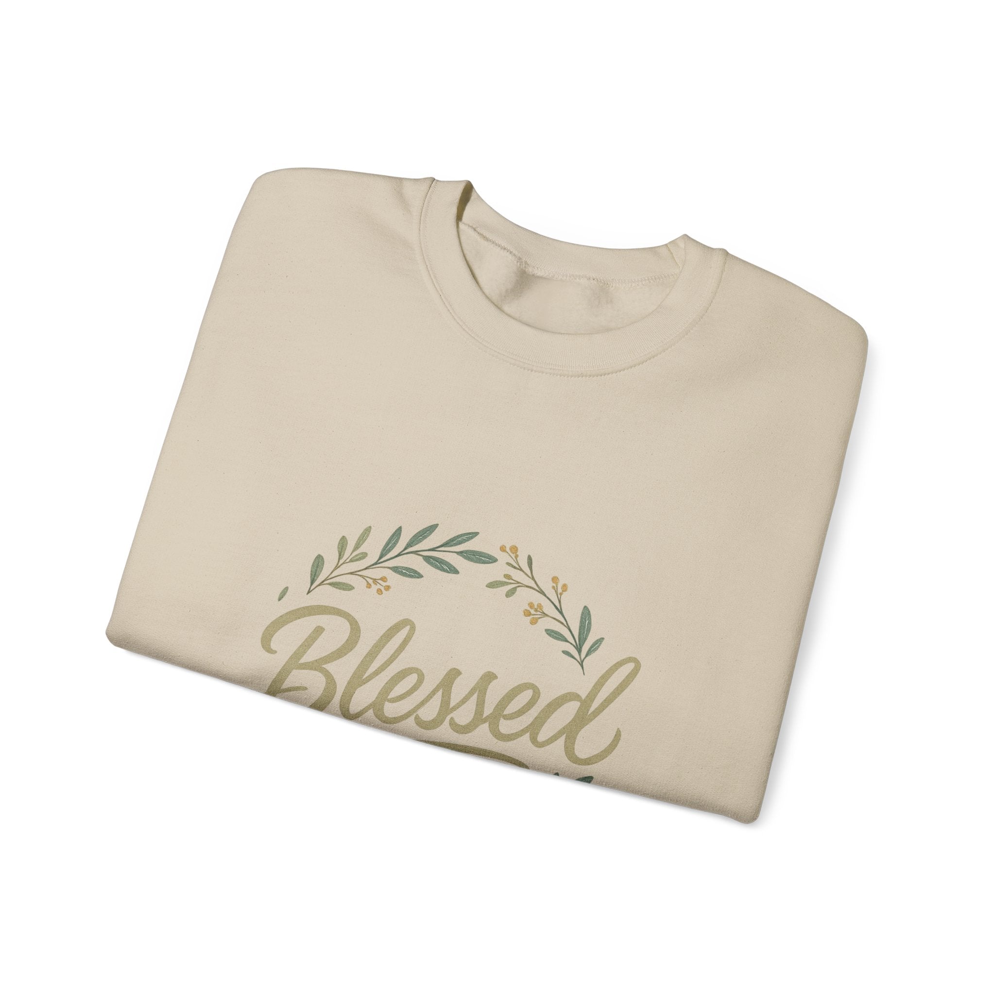 Blessed Crewneck Sweatshirt — Floral Wreath Faith Pullover