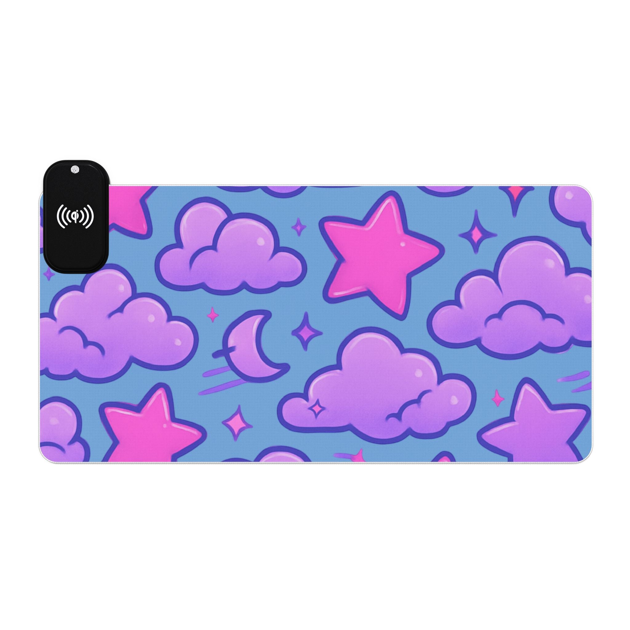 Pink & Blue Cloud LED Gaming Mouse Pad — Wireless Charging RGB Mousepad