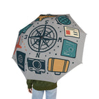 Travel-Themed Semi-Automatic Foldable Umbrella
