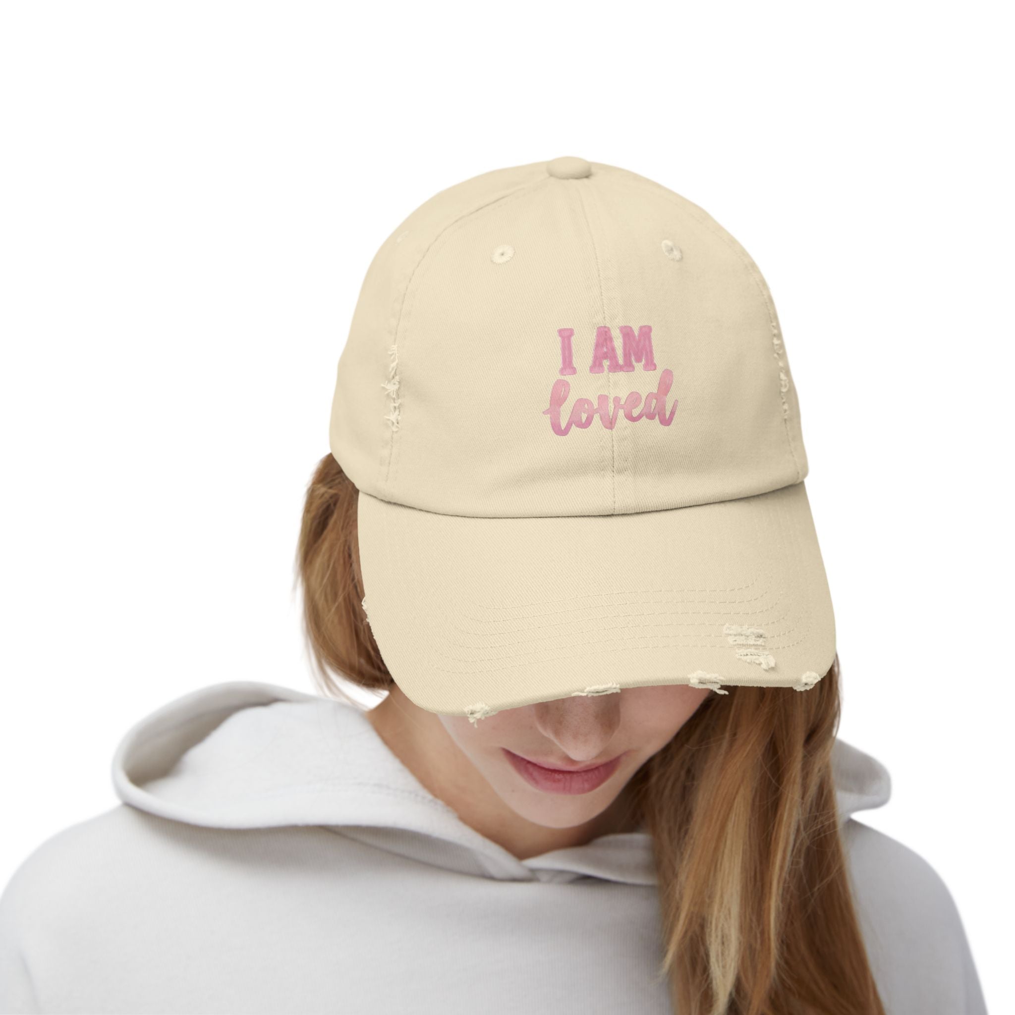 I AM LOVED Distressed Cap — Women's Inspirational Dad Hat