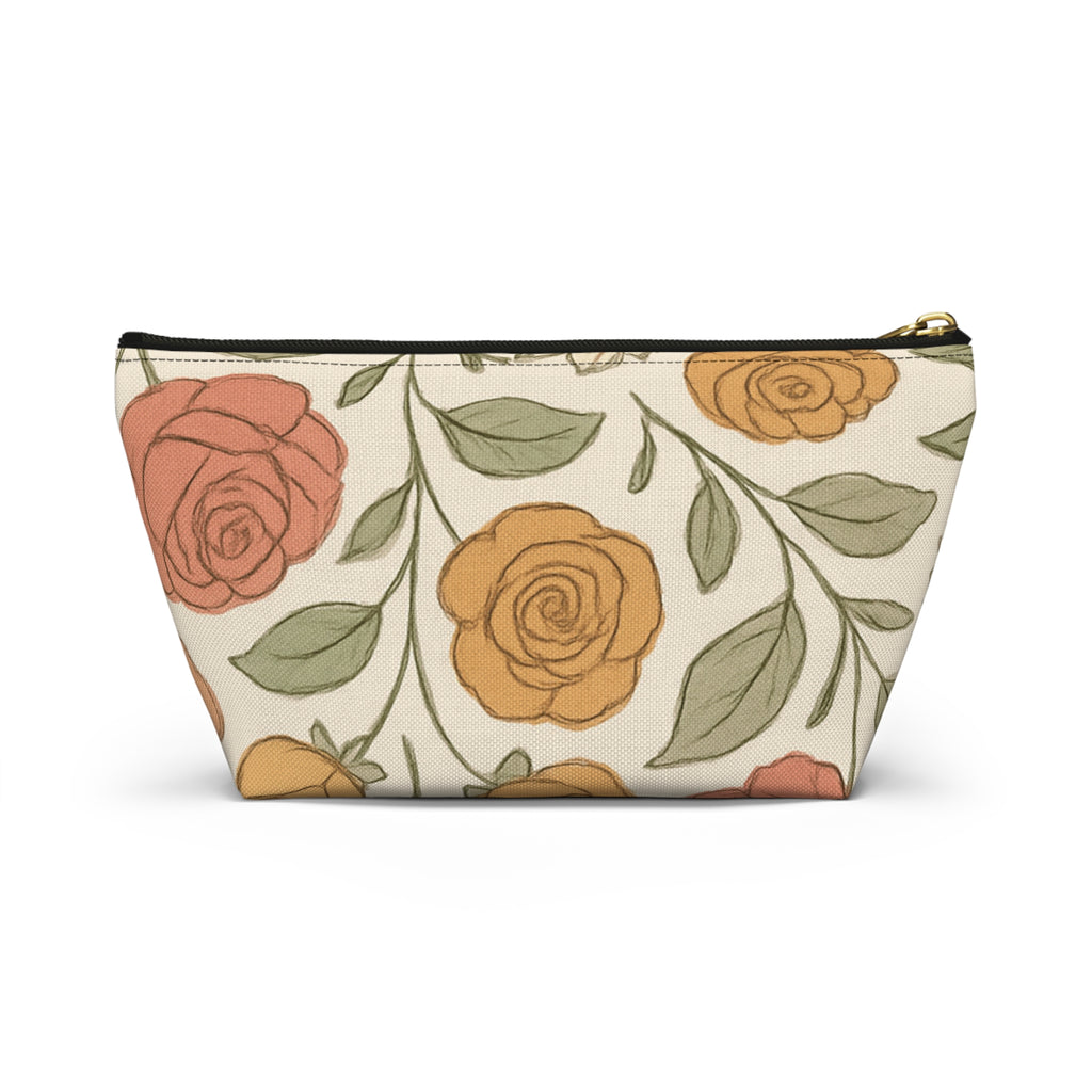 Warm Floral Accessory Pouch — T‑Bottom Makeup & Travel Organizer