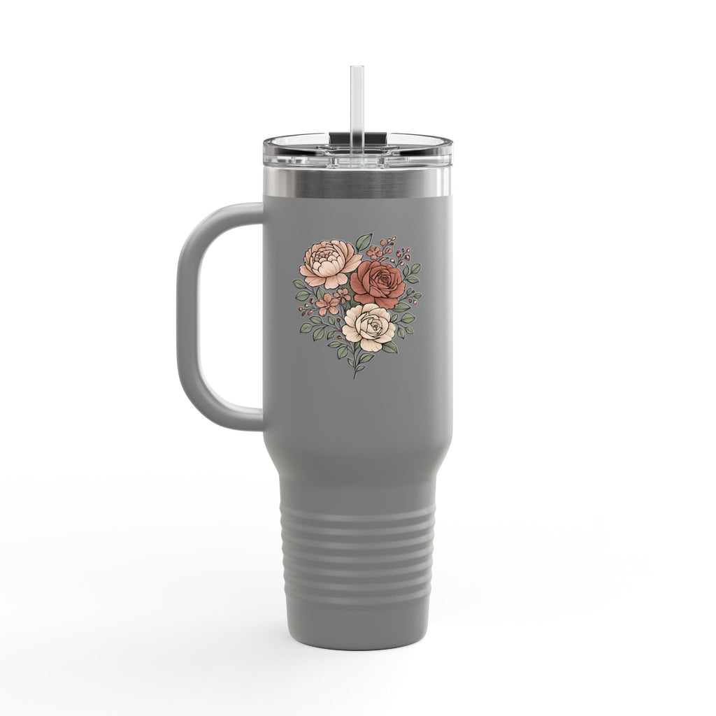 Floral Insulated Travel Mug - 40oz Reusable Drinkware for Coffee Lovers