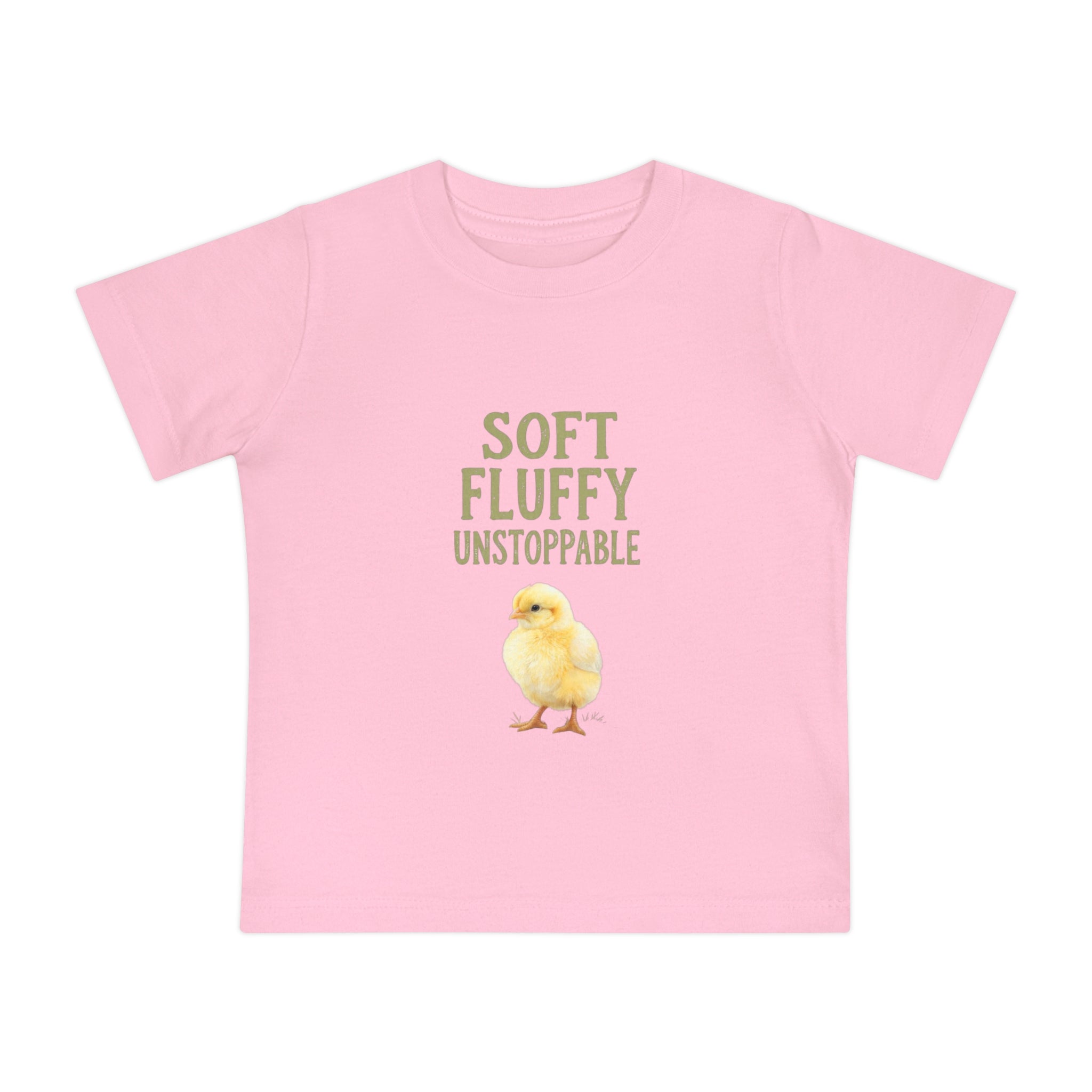 Unstoppable Chick Baby Short Sleeve T-Shirt — Cute Soft Fluffy Toddler Tee