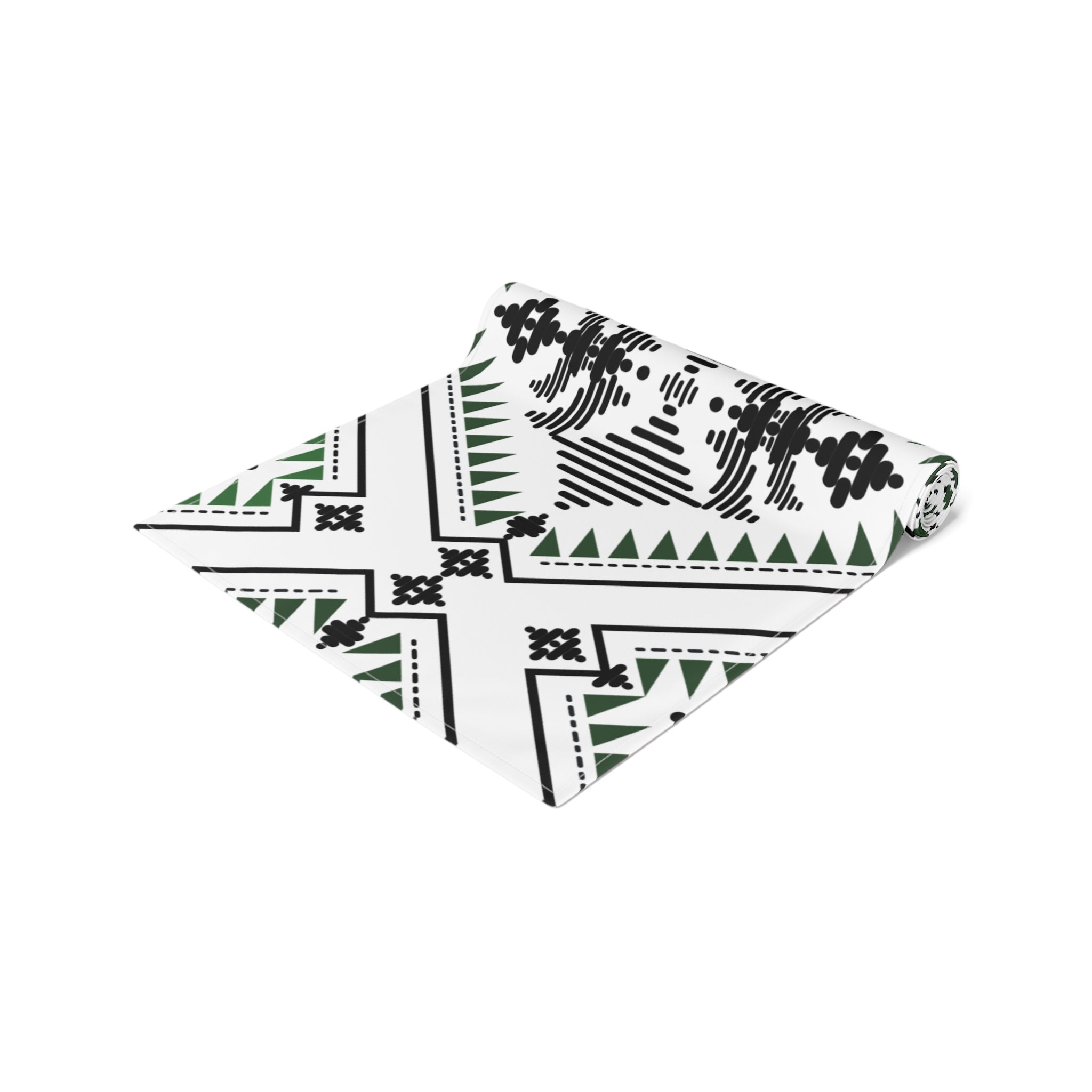 Aztec Pattern Cotton-Poly Table Runner — Southwestern Tribal Dining Decor