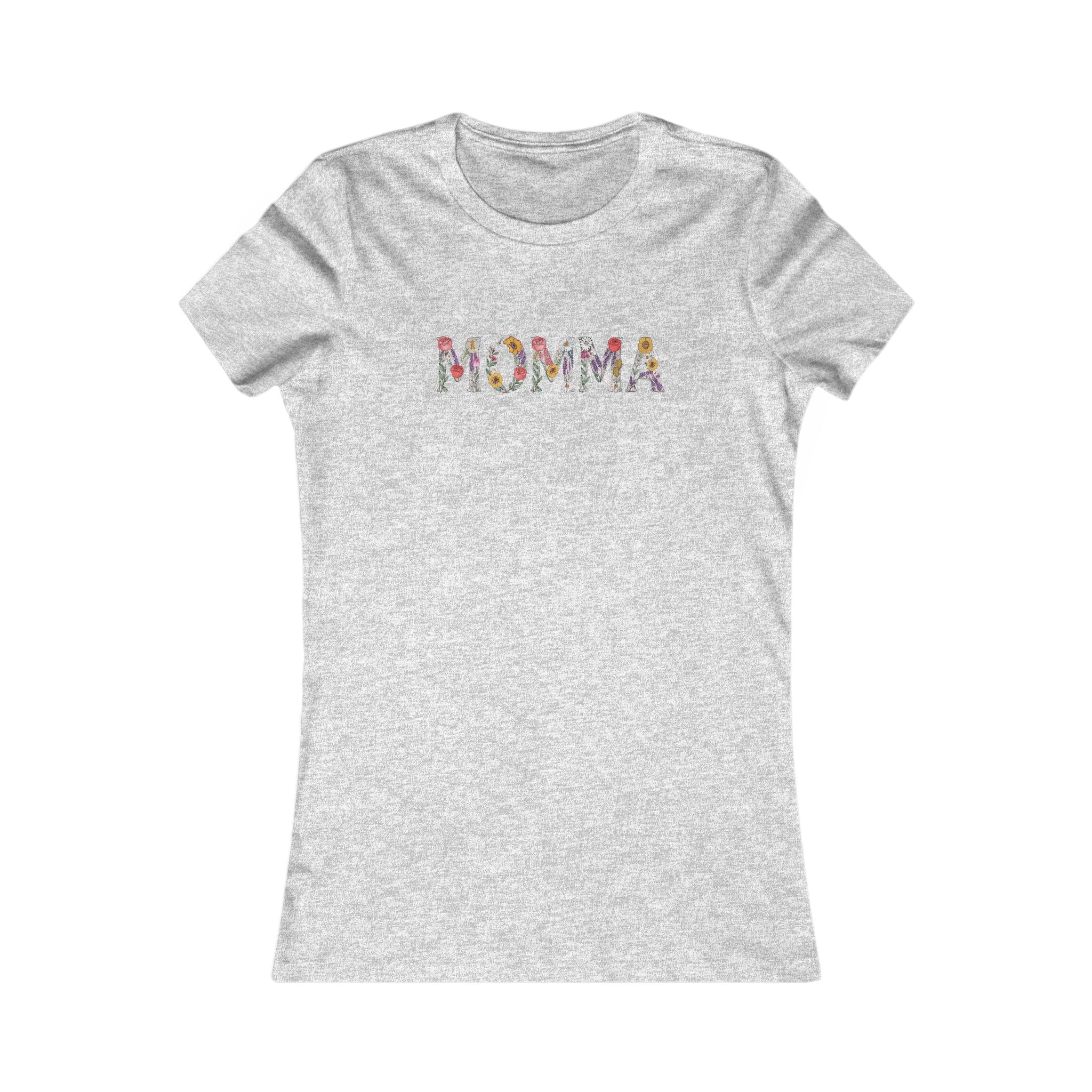 MOMMA Floral T-Shirt | Soft Women’s Slim Fit Tee | Cute Mom Shirt Everyday Wear