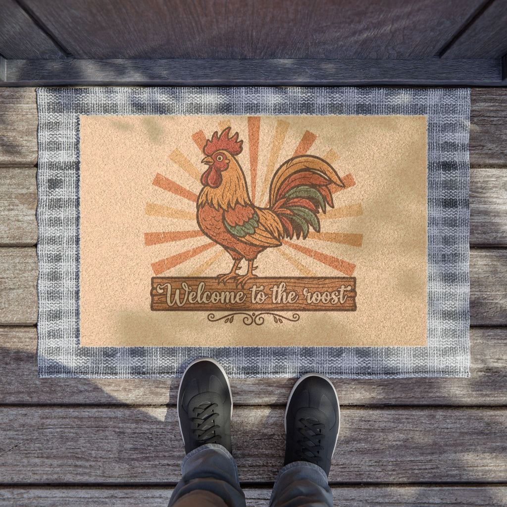 Rooster Welcome Doormat — 'Welcome to the roost' Farmhouse Coir Door Mat