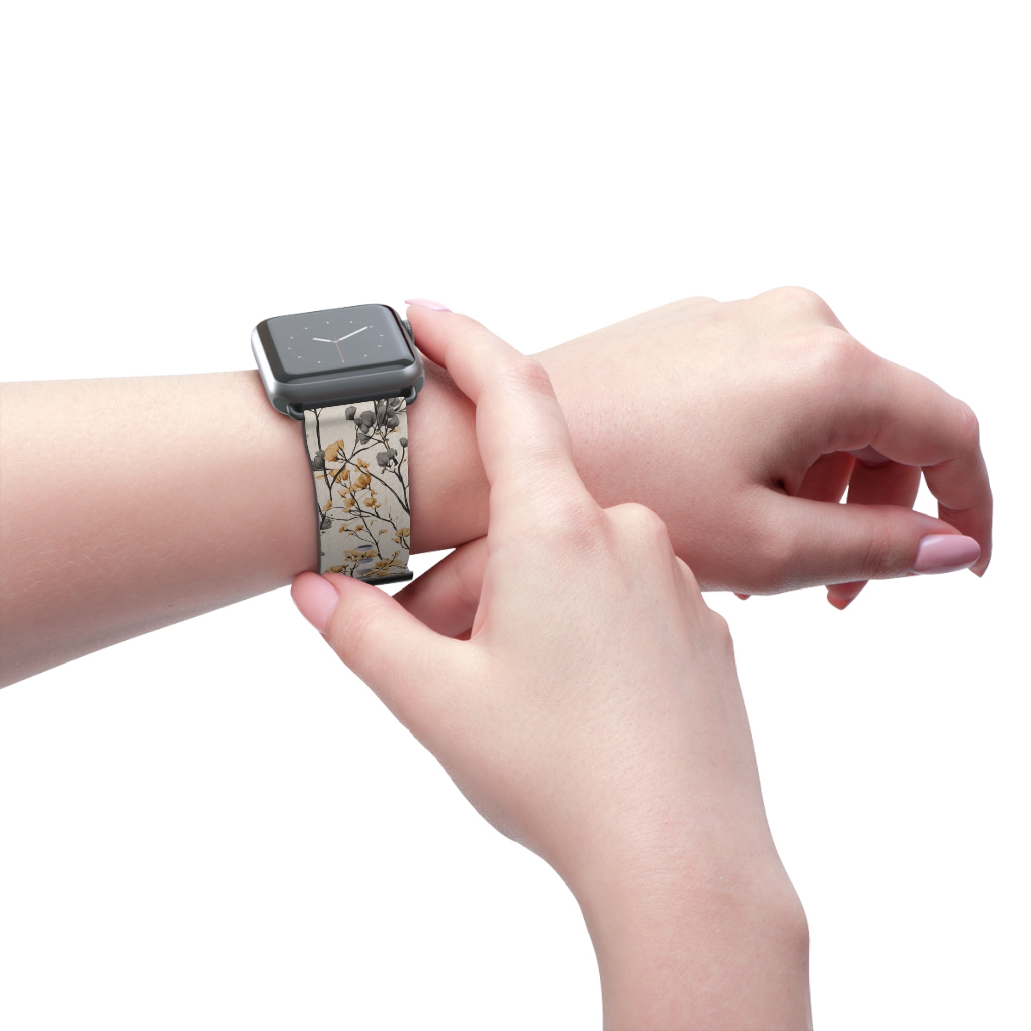 Floral Botanical Watch Band — Beige & Grey Dried Flower Apple Watch Strap