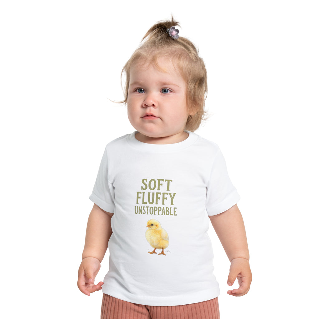 Unstoppable Chick Baby Short Sleeve T-Shirt — Cute Soft Fluffy Toddler Tee