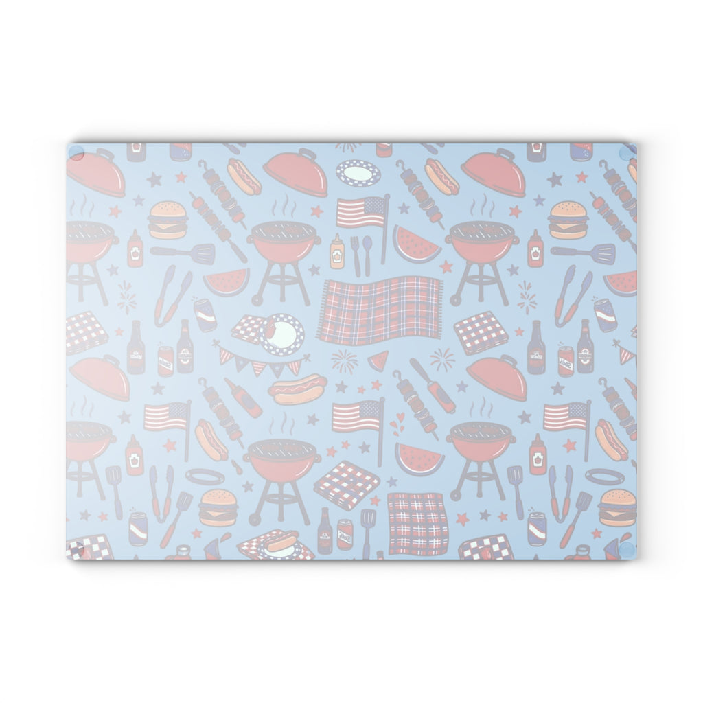 Summer BBQ Glass Cutting Board — Grilling & Entertaining Kitchen Gift