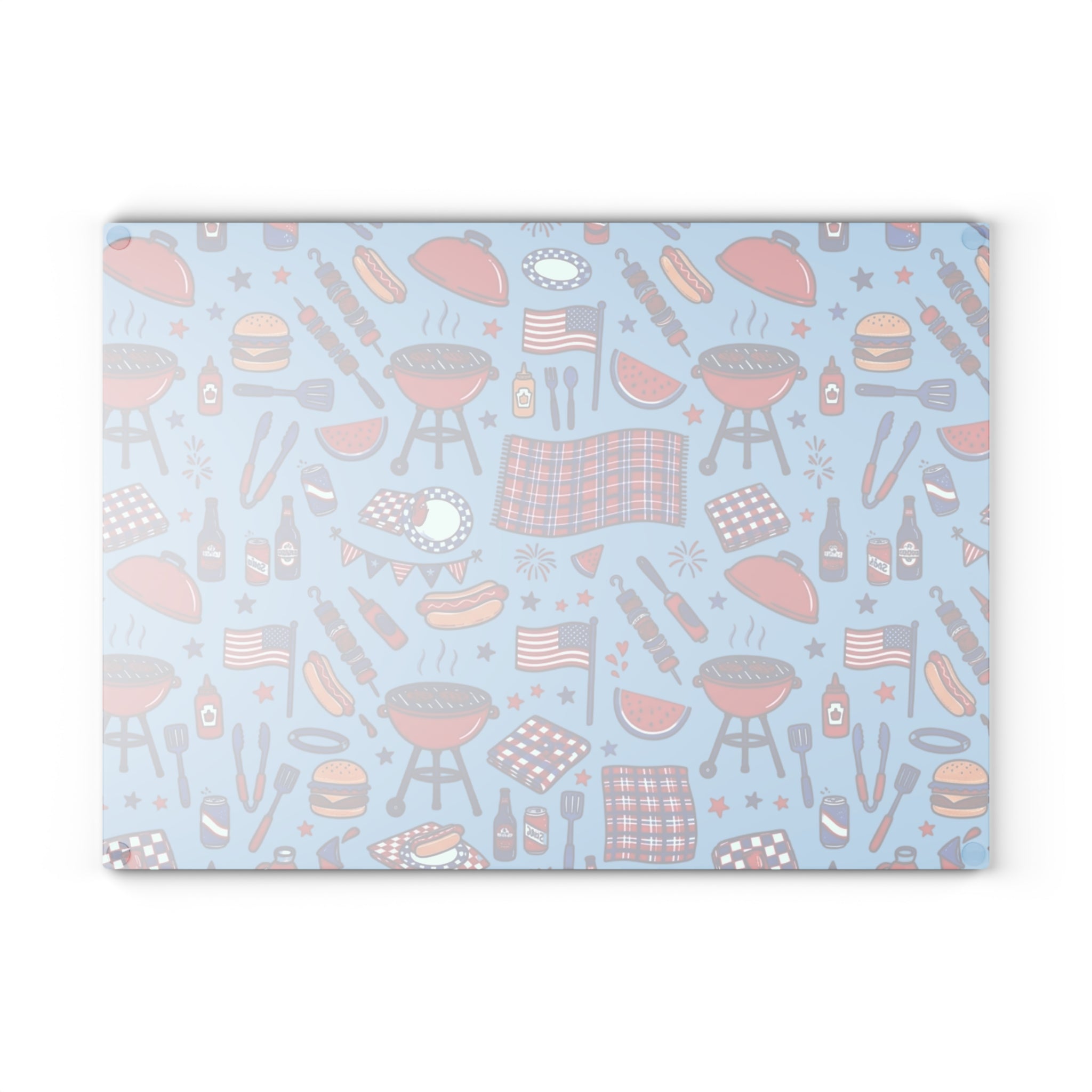 Summer BBQ Glass Cutting Board — Grilling & Entertaining Kitchen Gift