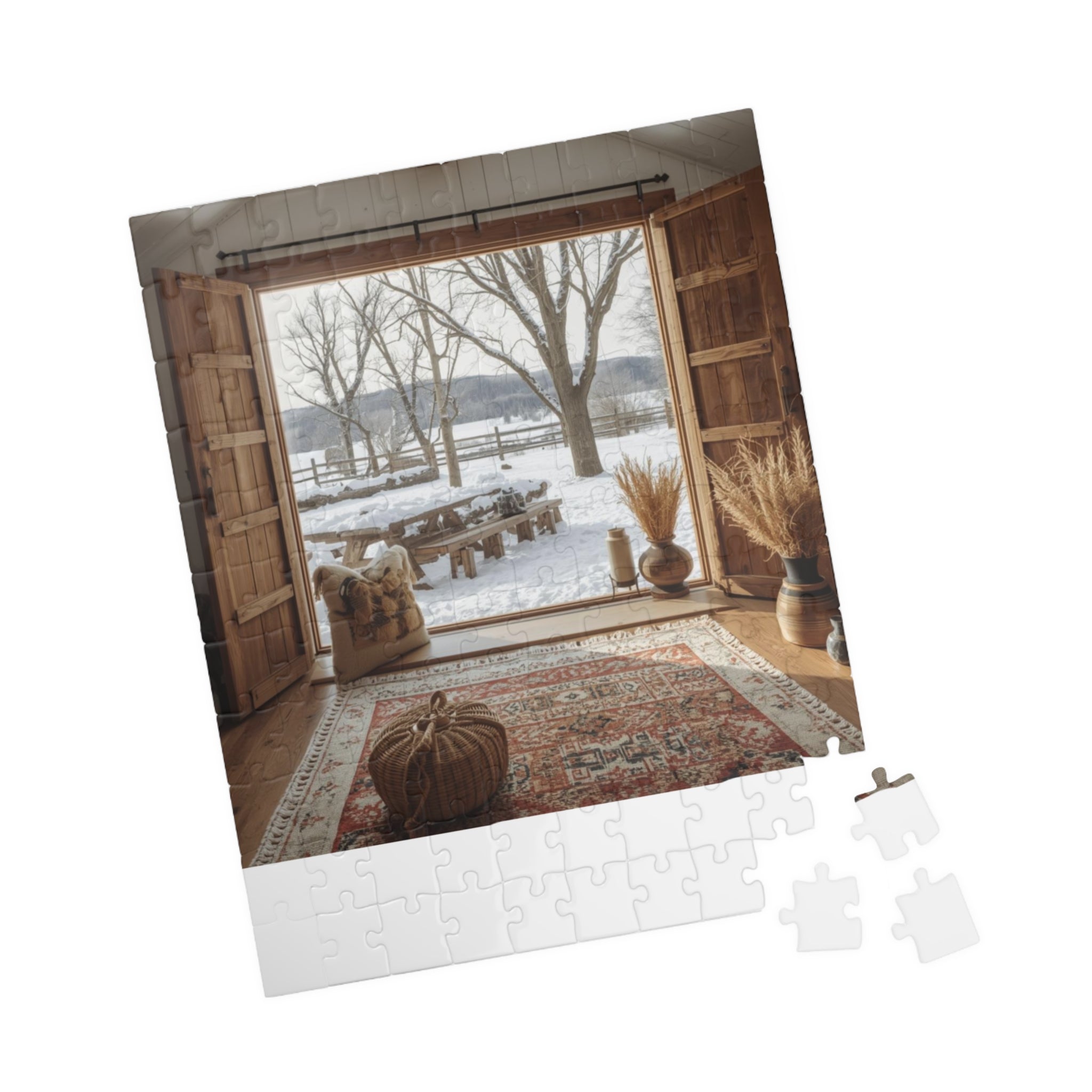 Cozy Winter Scene Puzzle (110, 252, 520, 1014-piece) - Perfect Gift for Family Game Night