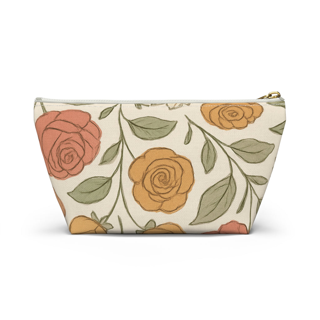 Warm Floral Accessory Pouch — T‑Bottom Makeup & Travel Organizer