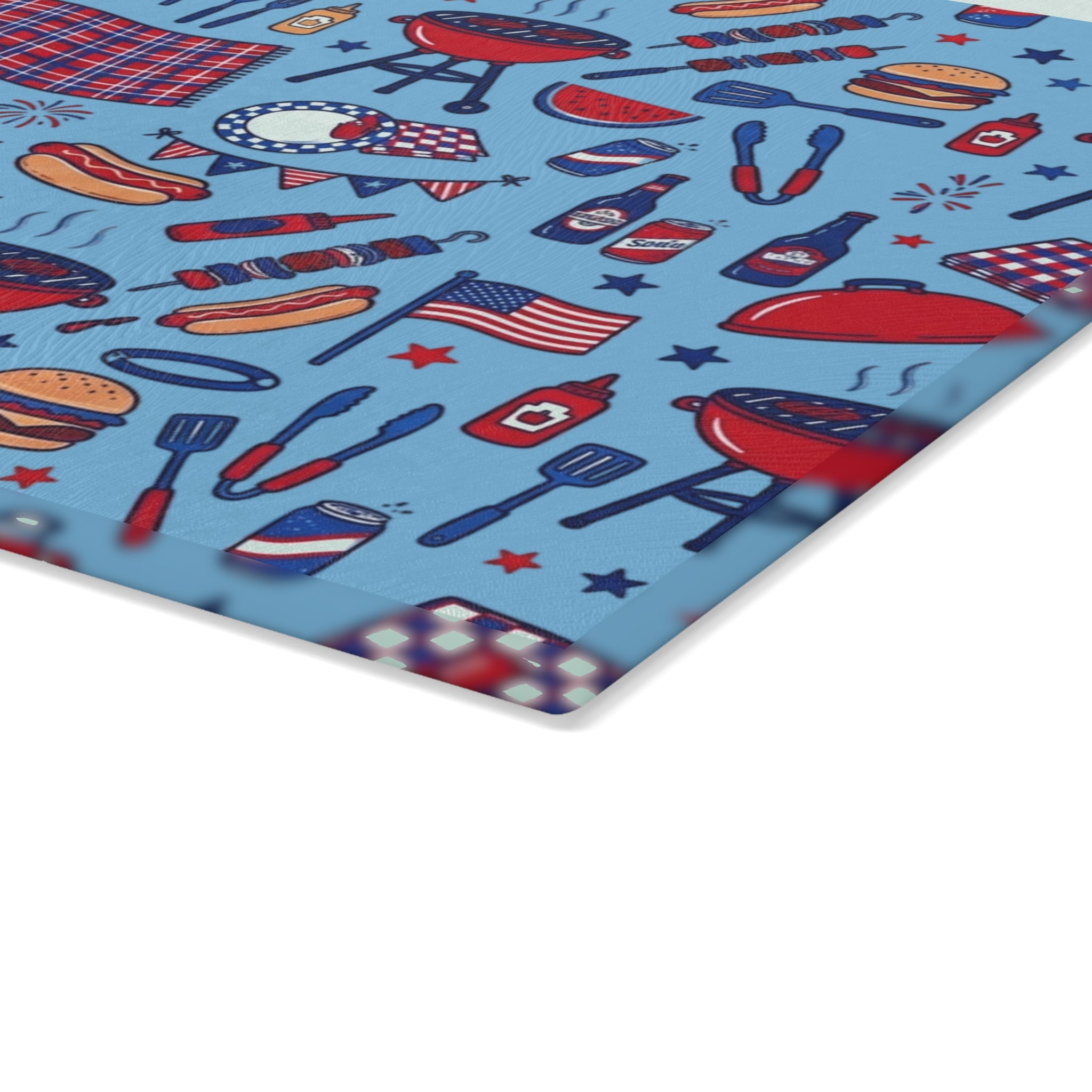 Summer BBQ Glass Cutting Board — Grilling & Entertaining Kitchen Gift
