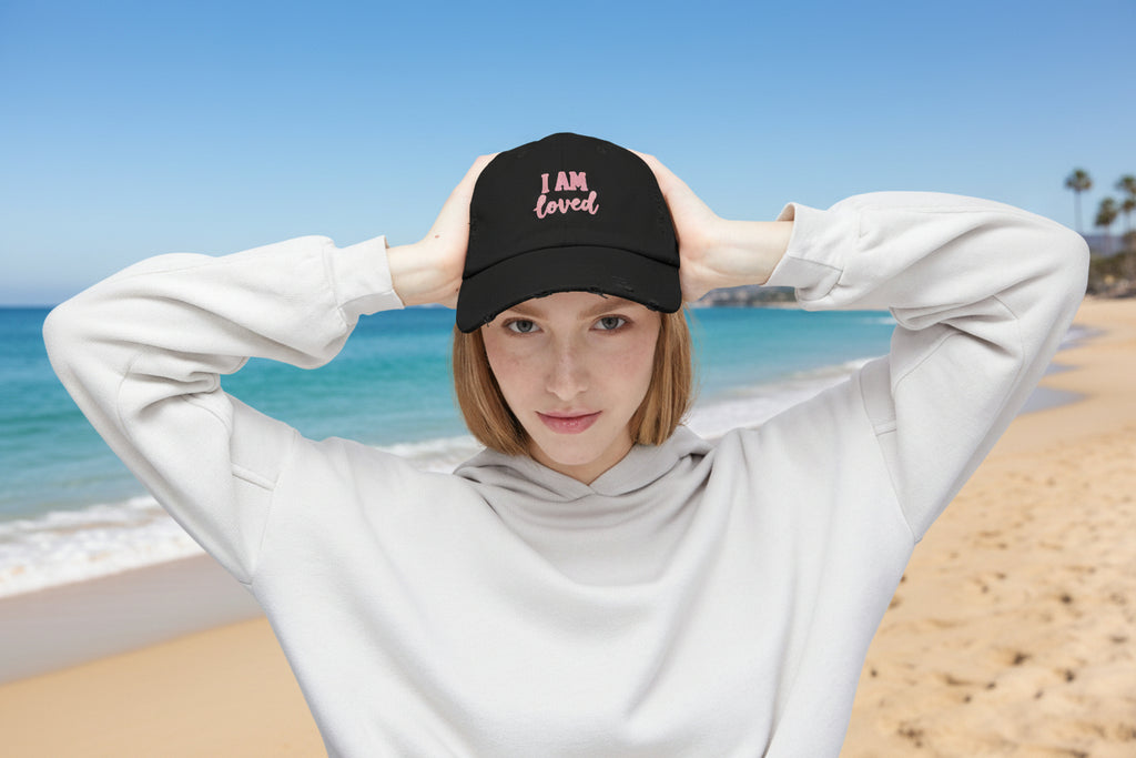 I AM LOVED Distressed Cap — Women's Inspirational Dad Hat