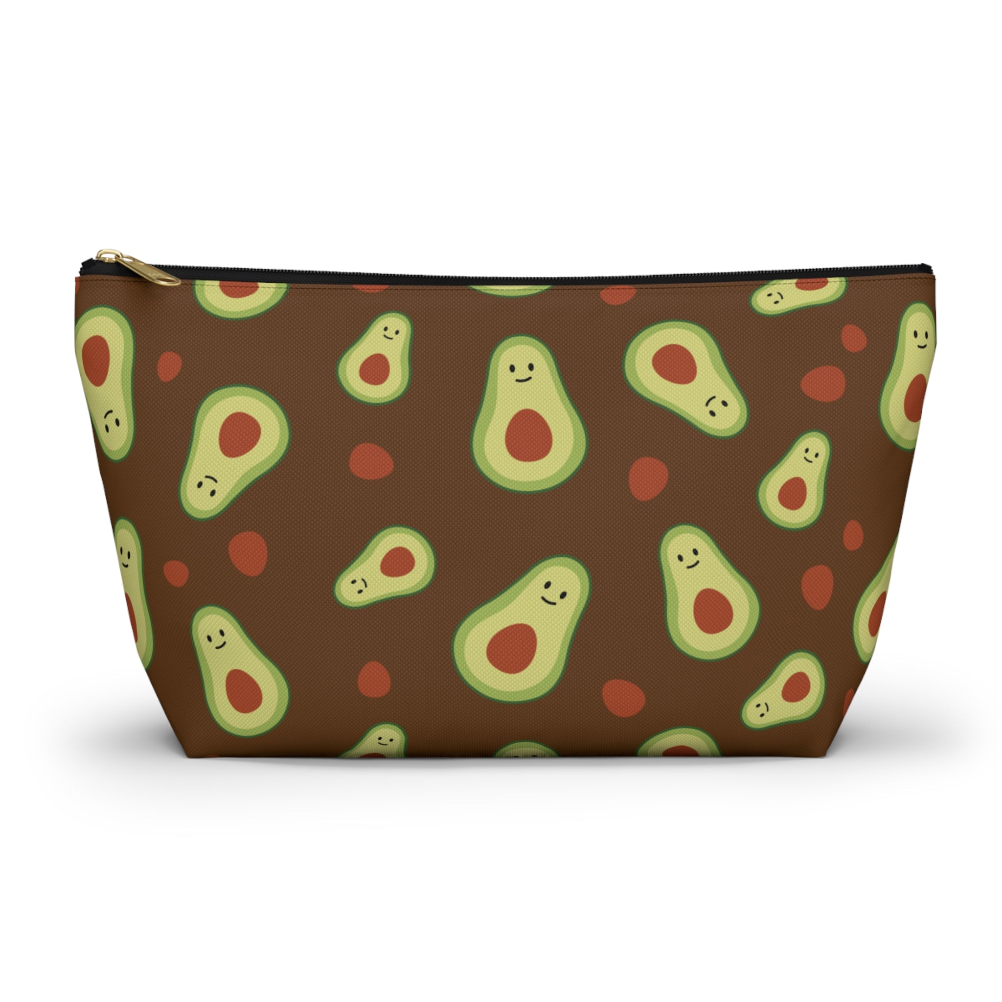 Cute Avocado Accessory Pouch, Zippered Makeup Bag, Pencil Case, Fun Gift for Food Lovers, Cute Avocado Pattern, Eco-Friendly Storage